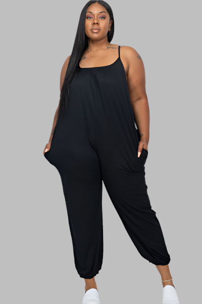 Black Solid Jumpsuit (3X)